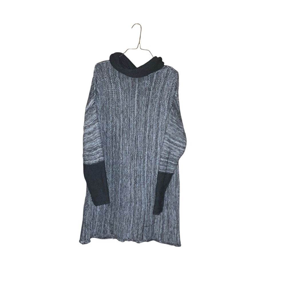 Gray Black Cowl Neck Knit Sweater Dress Ladies Large‎ Acrylic Blend